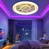 LED Ceiling Fan Light Modern Thin RGB Remote Control Dimming Mobile App Control Indoor Bedroom Living Room Dining Room 110-220V 3