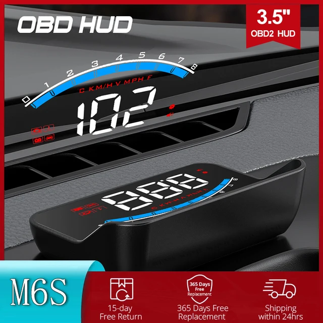 OBDHUD – M6S Hud OBD2 Eobd, affichage tête haute, électronique automatique, alarme de sécurité, pare brise, projecteur, accessoires de voiture, Gadgets 