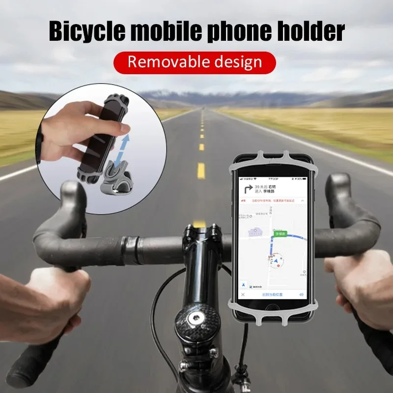 Universal Bicycle Mobile Phone Holder Rotating Silicone Bicycle Phone Holder Motorcycle Handlebar Holder For 4.0-6.5 Inch Phone