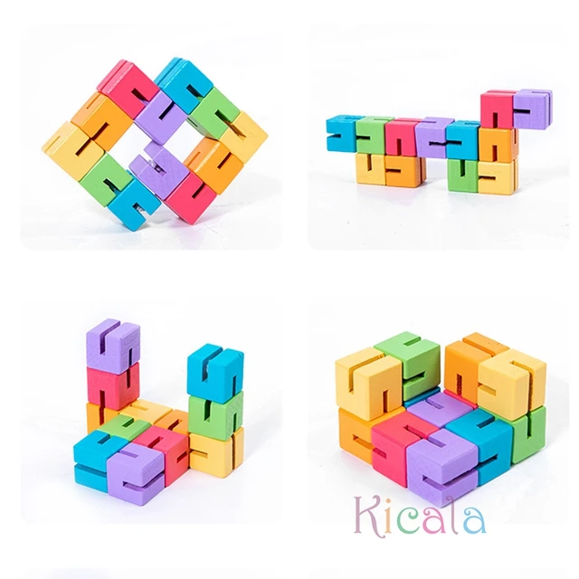 12pcs Spatial 3D Building Blocks Montessori Brain Development Spatial Reasoning Education Puzzle Game Children Wooden Puzzle Toy 4