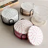 HeMu 8-Piece Set Absorbent Coasters for Drinks, Minimalist Cotton Woven Coasters Coffee Table Decor Boho Cute Cup Coasters 1