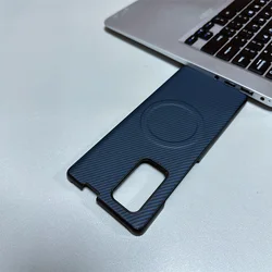 Magnetic Leather Anti - Fall Phone Case with Simple Borderless Design - LG Wing (Magnetic Blue)