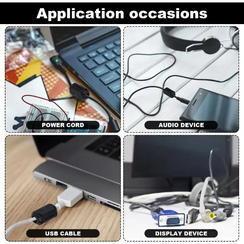 Noise Filter Magnetic Clips Radio Cable Wire Clip Toroidal Ferrite Core Clamp Soft Magnetic Suppressor Powerline Power Cord cable clip cable clamp cable filter cable noise suppressor