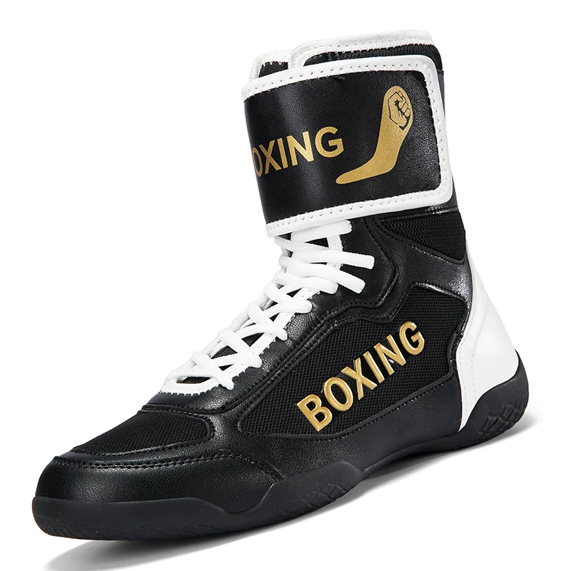 Professional High Ankle Combat Shoes for Kickboxing & Sanda-Lightweight Breathable Martial Arts Shoes for MenTraining