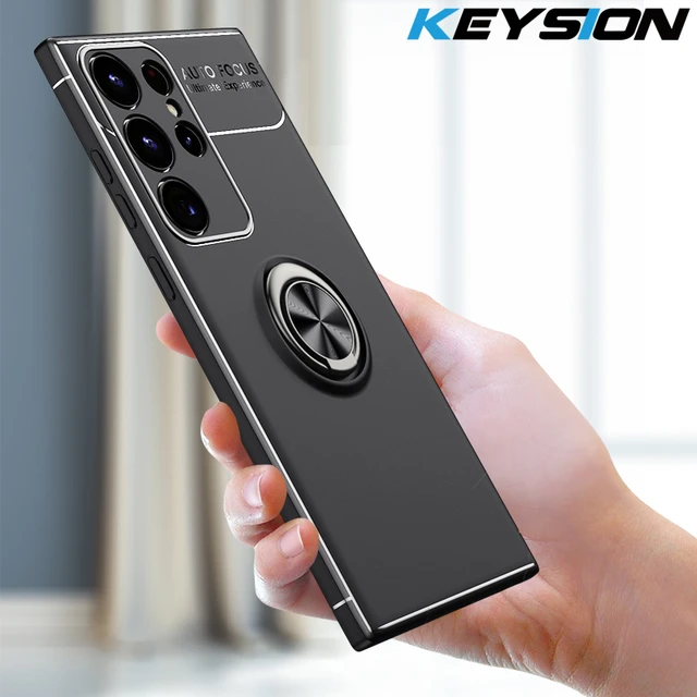 KEYSION Shockproof Matte Case for Samsung S24 Ultra 5G S23+ Soft Silicone  Metal Ring Stand Phone Back Cover for Galaxy S23 FE 5G - AliExpress