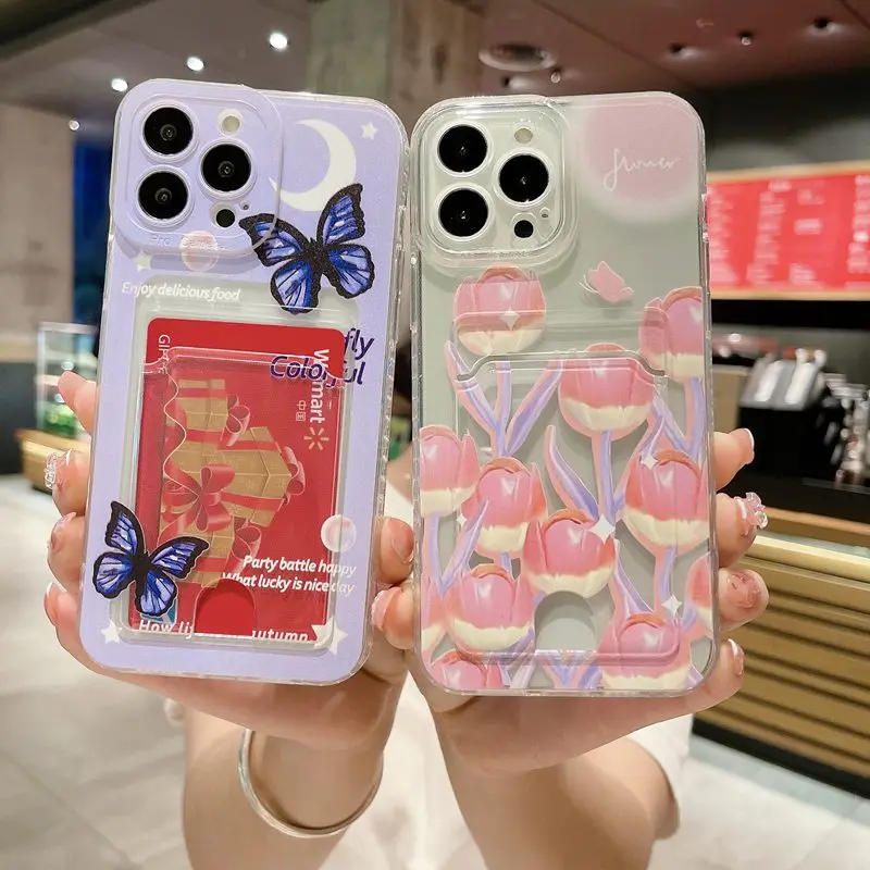 Butterfly Flowers Card Holder Phone Case For HONOR X6 X7 X8 X9 X7A