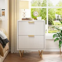 Comanlai 2 шт. Прикроватная тумбочка с 2 ящиками, тумбочка с металлическими ножками, комод для гостиной, 49x29x47 см — изображение 6