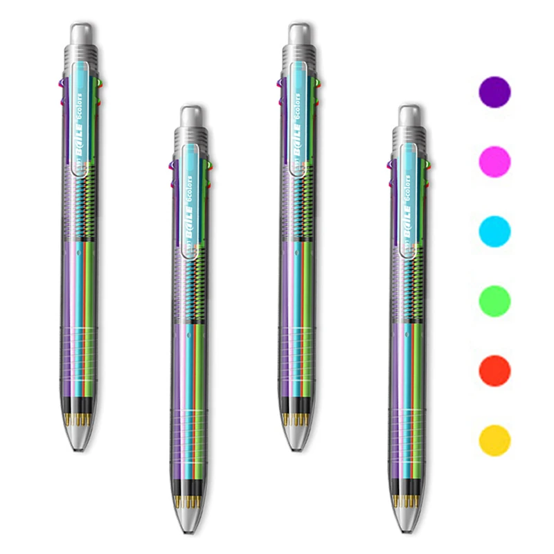 6 In1 크리 에이 티브 여러 가지 빛깔의 볼펜 0.7mm 6 색 잉크 Shool Office 그림 쓰기 Kawaii 편지지 생일 선물