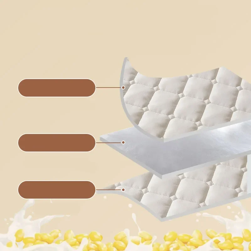 Mattress Protector Soft Soy Fibre Queen Mattress Cover Pad with 4 Elastic Corner Straps Skin Friendly Bed Sheet Quilted Mattress Protector Mat