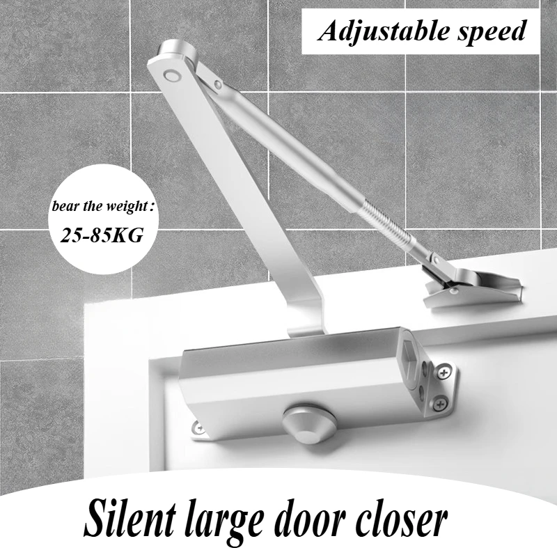 Automatic Door Closer 2 Spring Hydraulic Adjustable Door Stopper Speed Mute Closing 25 to 80KG Hardware