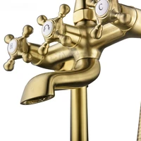 ก๊อกน้ำอ่างอาบน้ำแบบตั้งพื้น สีทองเงา/ทองขัดเงา สไตล์โบราณคลาสสิก 3