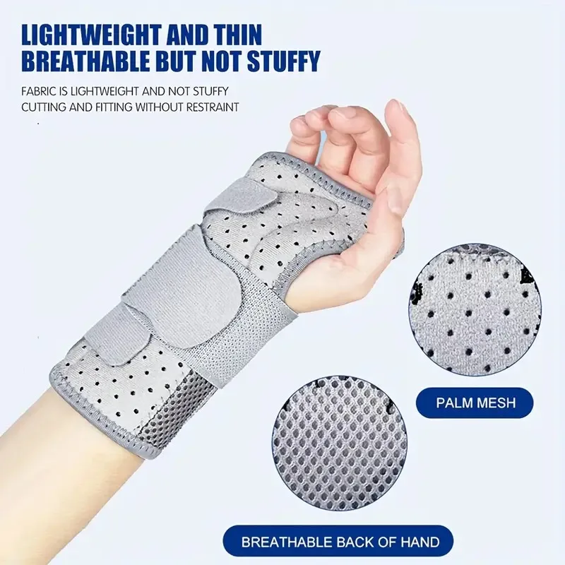 1pc Adjustable Wrist Brace, Night Support Wrist Band For Carpal Tunnel, Upgraded With Double Splint & Therapeutic Cushion