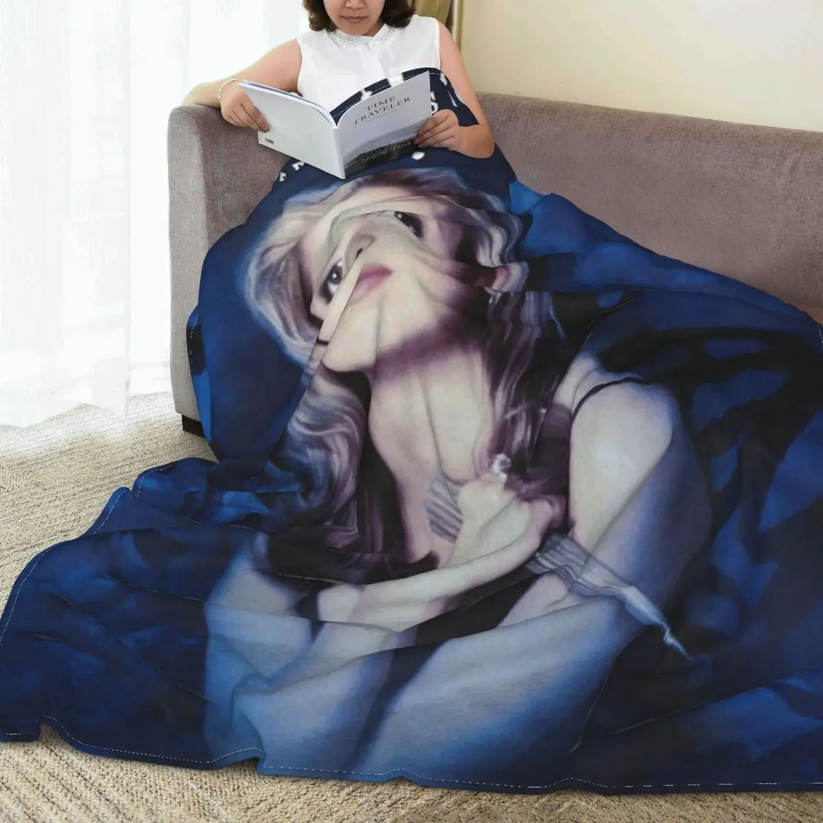 

Vampire Slayer Flannel Blanket Blue Dark Death Super Soft Throw Blanket for Couch Bed Travel Office Bedspread Sofa Bed Cover