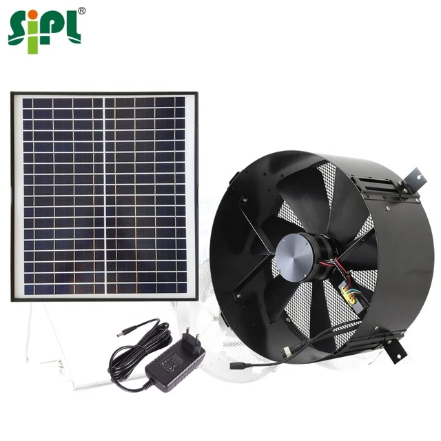 Solar Powered Ventilation Wall Mount Sunny HVAC Tools 12'' 20W Gable Attic  Air Exhaust Fan DC