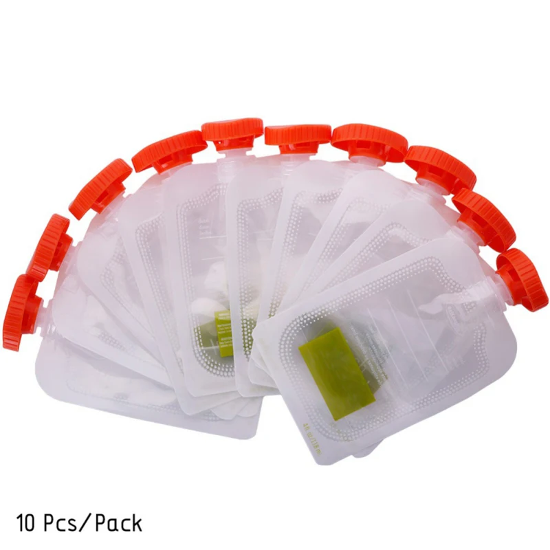 10Pcs/bag Reusable Food Pouches Homemade Organic Puree Refillable Children Squeeze Bag For Rice Paste Juice Yogurt Lightweight