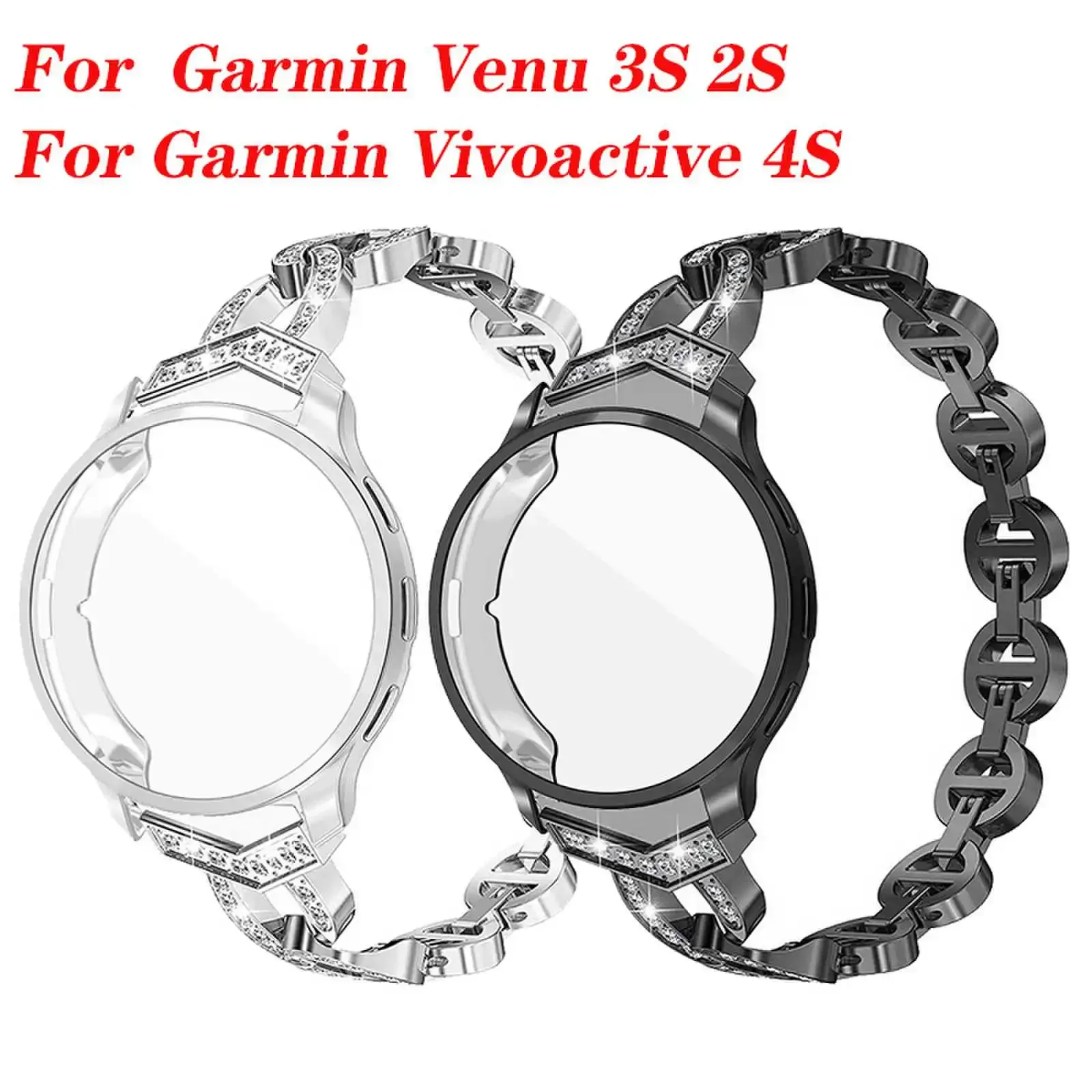 

For Garmin Venu 3S Metal Strap TPU Case For Garmin Venu 2S Strap Soft Cover Screen Protector For Garmin Vivoactive 4s Bracelet