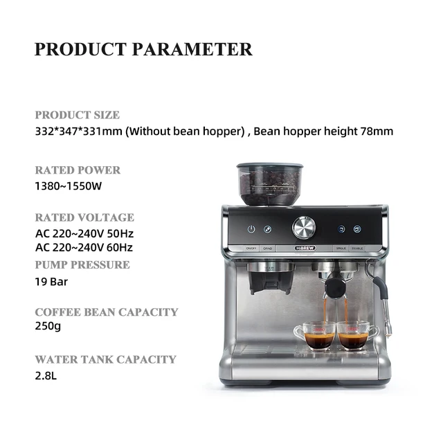 HiBREW Dual Boiler System Barista Pro 20Bar Bean to Espresso Cafetera  Coffee Machine with Full Kit for Cafe Hotel Restaurant H7A