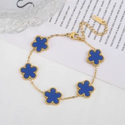 Elegant Five - Flower Adjustable Stainless Steel Bracelet for Women - Luxury Fashion Jewelry Gift (Bracelet 4)