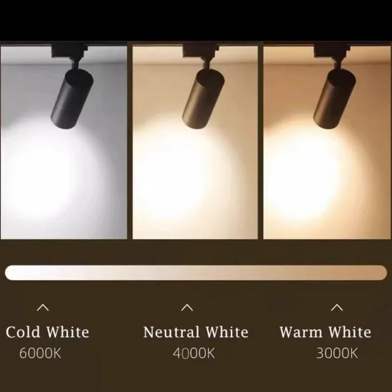 LED 트랙 라이트 레일 COB 실내 홈 스포트라이트, 조정 가능한 고정장치 침실 주방 매장 거실 스포트라이트, AC220V, 30W
