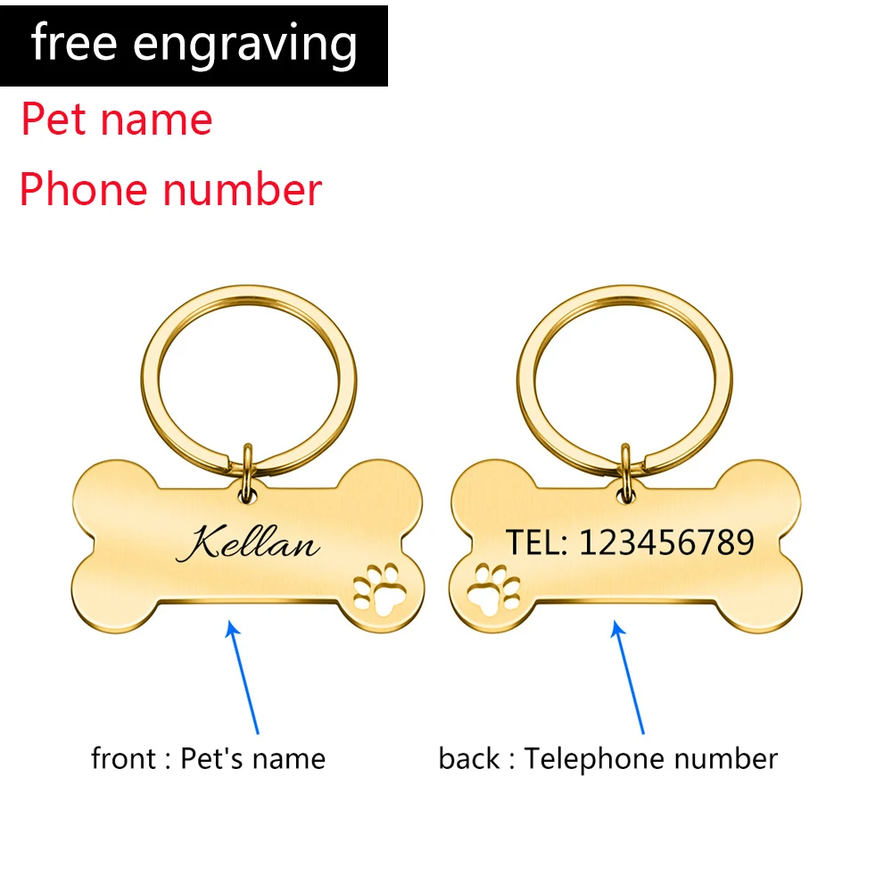 Free Engraving Dog ID Tags Personalized Pet Name Tel Gender Anti-lost Nameplate Pendant Customized Dogs Pets Collar Accessories 