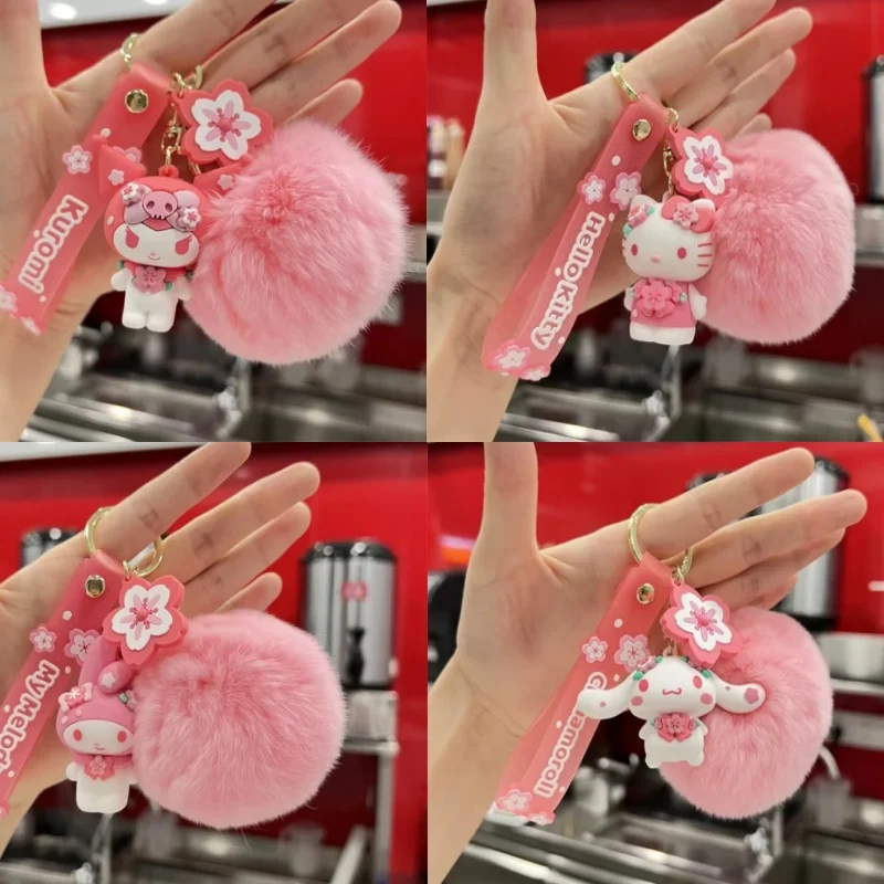 Sanrio Hello Kitty bag pendant keychain cartoon Kuromi Cinnamoroll Melody plush doll bag decoration accessories holiday gifts