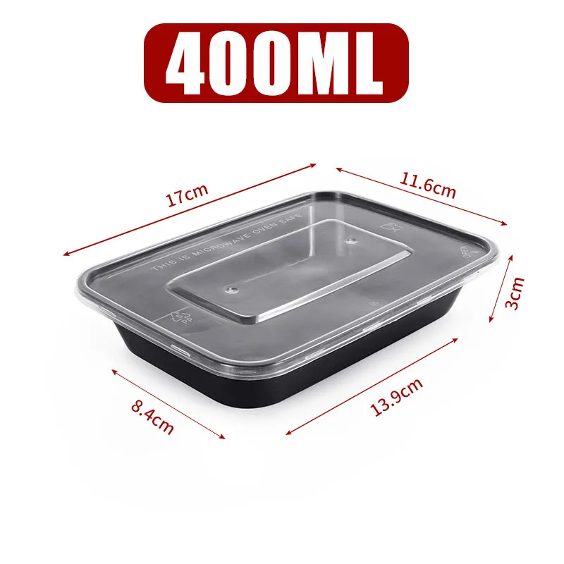 1-100 יחידות קופסאות אריזת מזון חד פעמיות לאחסון ארוחות צהריים למקרר קמפינג פיקניק ברביקיו מסיבה קופסאות בנטו מלבניות