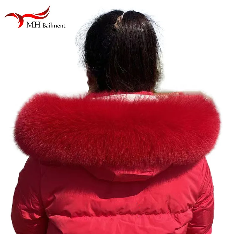 100% Real Fur Scarf For Women Winter Neck Warm Furry Fox Fur Collar Down Jackets Genuine Leather Fluffy Scarves Hood Shawls 4