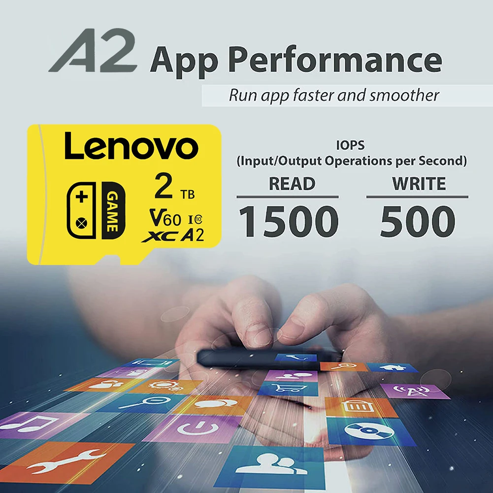 thumbnail image 4 of Tarjeta Micro TF/SD Lenovo de 2 TB y 1 TB, clase 10, tarjeta SD, tarjeta de memoria de 256 GB, tarjeta TF de 128 GB y 512 GB, envío gratuito para cámaras, tabletas y drones, 4 of 5