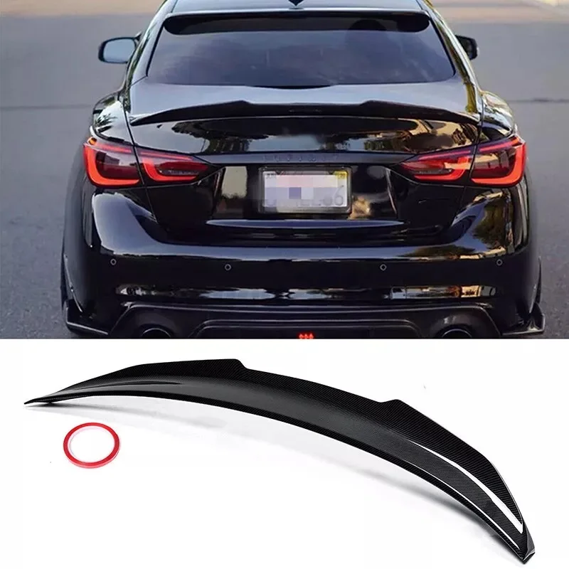 Rear Lip Trunk Spoiler Wing For 14-24 Infiniti Q50 Sedan PSM Carbon Fiber Style