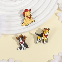 Cartoon Space Dog Brooch Enamel Pins Cute Cowboy Pet Dog Border Corgi Dogs Brooches Jacket Lapel Badge Jewelry Gift for Friends 4