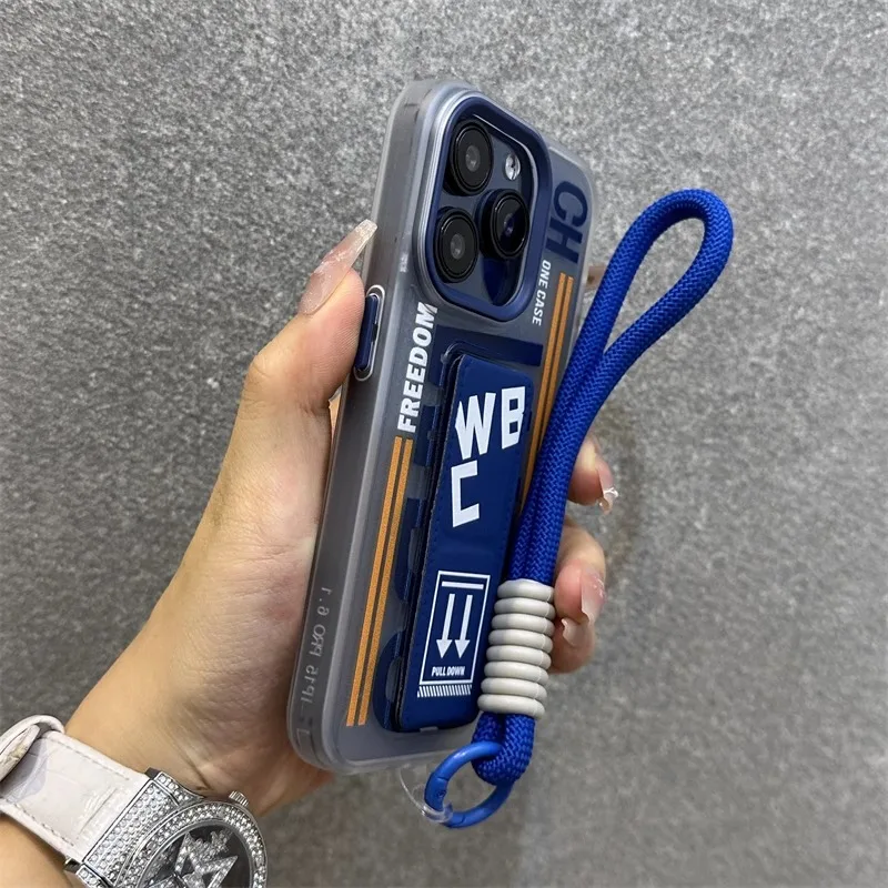 Luxury Fashion Soft Silicone Phone Case with Lanyard Holder and Wrist Strap