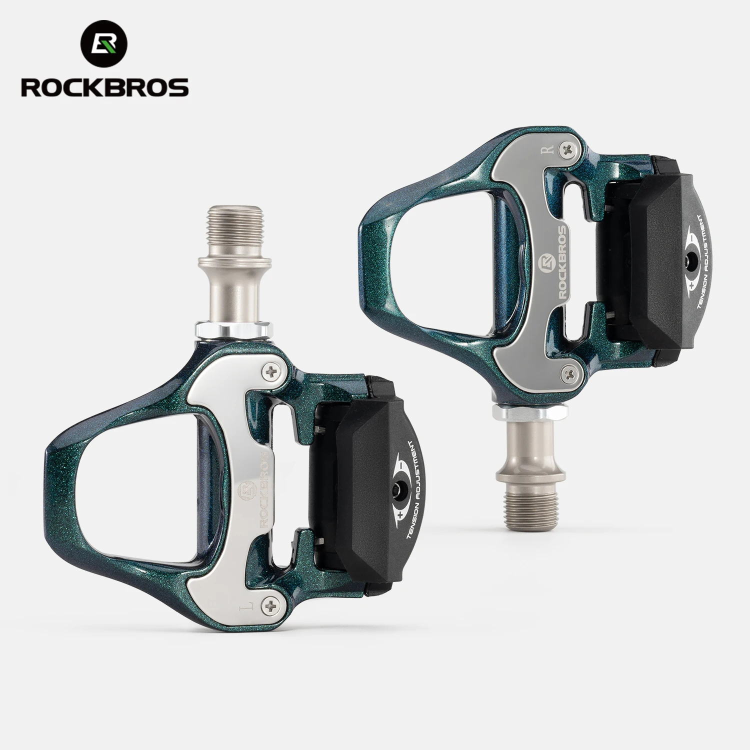 ROCKBROS Bicycle Lock Pedal Anti-slip Lock MTB Bike Pedals Flat Cleat Platform Locking Pedal SPD Aluminum Alloy with Lock Plate