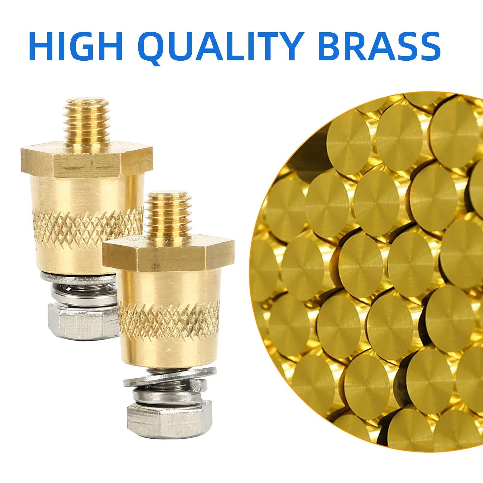 M8 Battery Terminal Connector Brass Tone Post Adapter Internal and External Threads with Stainless Screws Modified Accessories