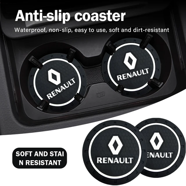 Car Coaster Water Cup Slot Non-Slip Mat Pad Emblem Interior For Renault Clio Laguna 2 Megane 2 3 Duster Logan Captu Accessories