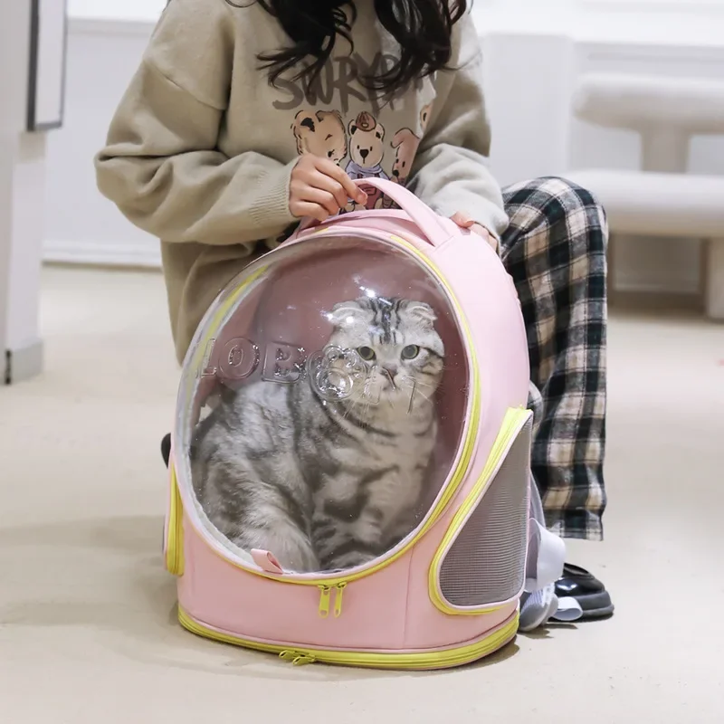 Cat Pet Carrier Backpack Cat Bag Breathable Backpack Portable Transparent Space Capsule Pet Bag Going Out