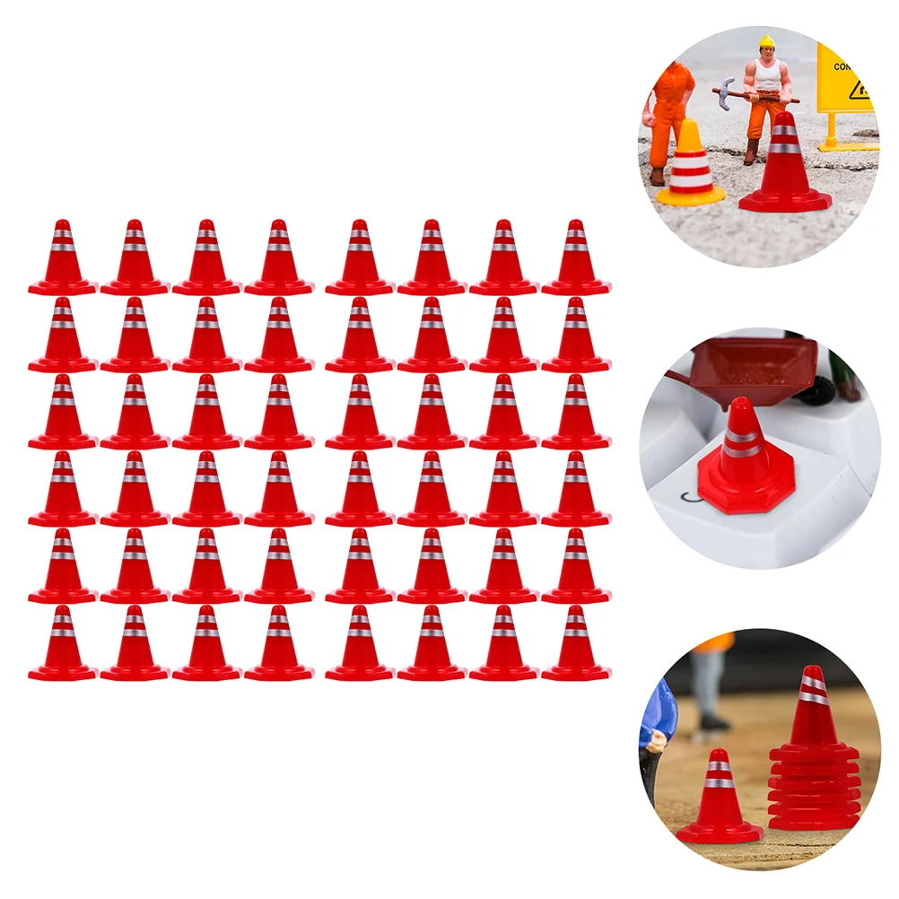 

60 Pcs Miniature Model Roadblock Sign Fitness Cone Toy Plastic Small Traffic Cones