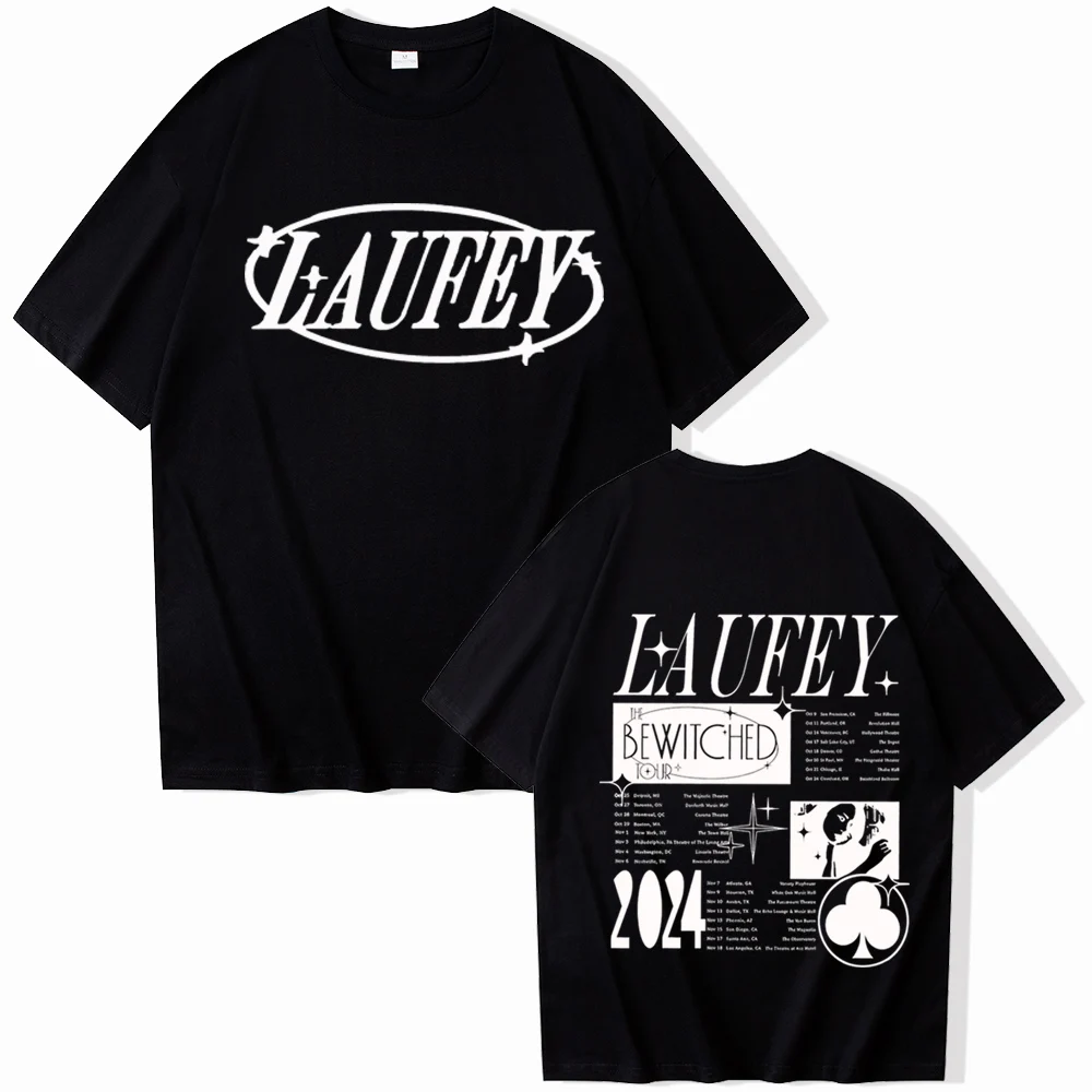 Laufey Tour 2024 летняя футболка для мужчин и женщин Harajuku с круглым вырезом и коротким рукавом Повседневная рубашка