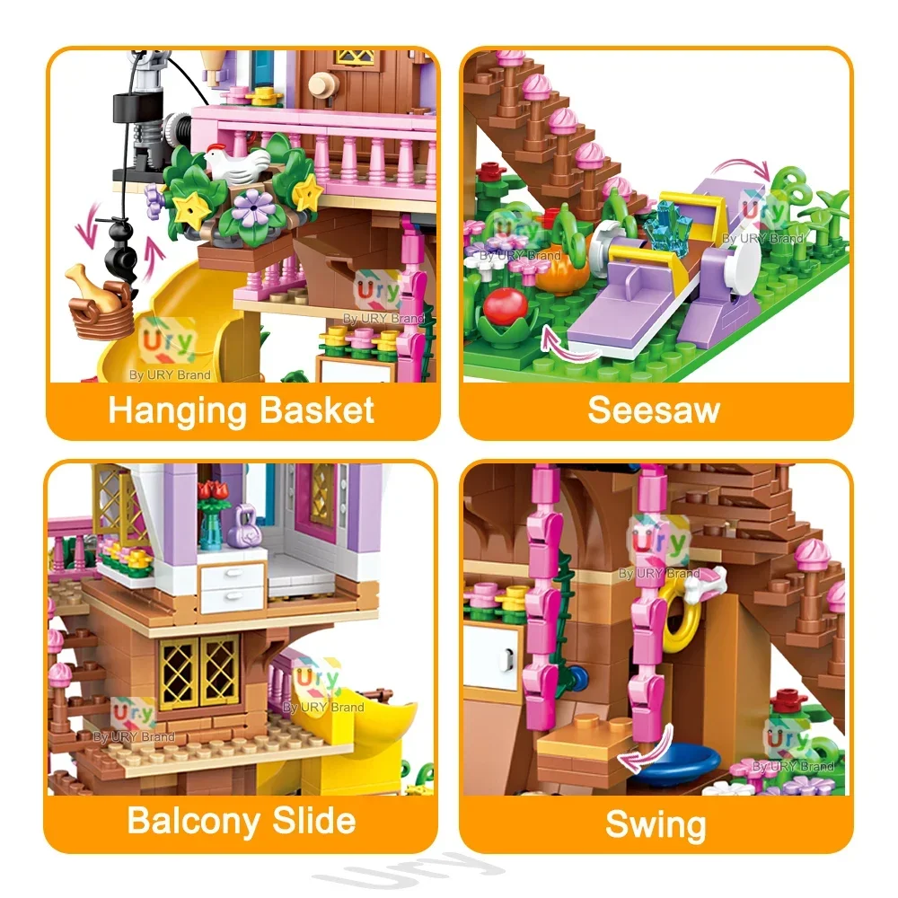 Friends Jungle Camping Tree House Summer Party Adventure Playground Sets for Girl Assembling Building Blocks Toys Birthday Gifts