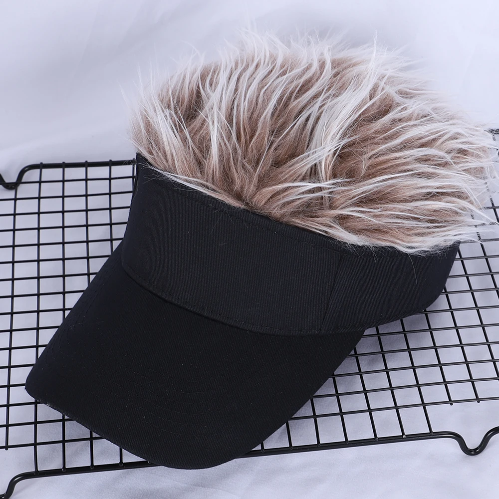Baseball Cap with Fake Flair Hair Sun Visor for Men Women