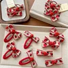 New Red Sweet Cloth Embroidered Strawberry Bow Kids Hairpins Korean Versatile Girl Headwear Hair Rope Kids Headwear Accessories 1