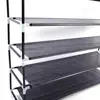 Simple Assembly 5 Tiers Non-woven Fabric Shoe Rack with Handle Black RT 4
