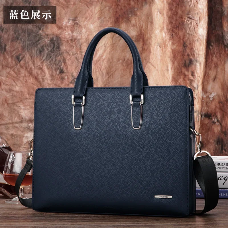 

Briefcase Business Casual Men's Portable Office Leather Bag Storage Large Capacity Simple Shoulder Crossbody with Password Lock