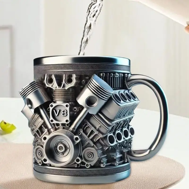 Engines Beer Mug Reusable Car Engines Cocktail Mug Funny Stein Drinkware Portable Home Aesthetic Decoration for Kitchen Living