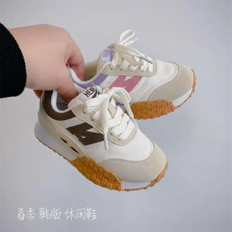 

New Children's Shoes 2024 Spring Boys' Soft Sole Comfortable Sports Casual Shoes Fashion Girls' Daddy Shoes Rice Brown Rice Purp