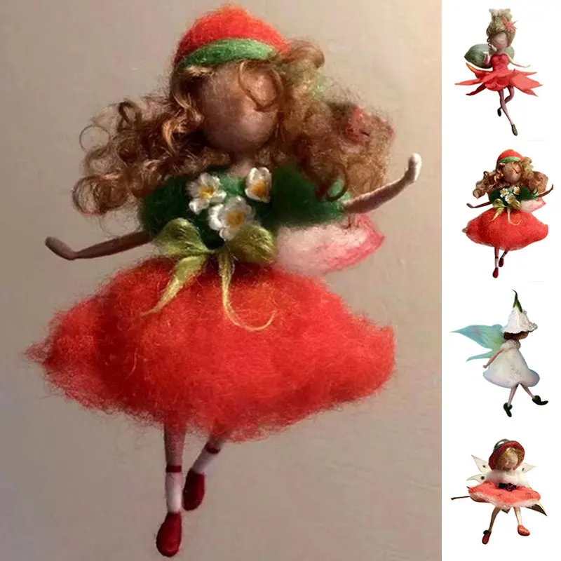 1Set Little Fairy DIY Wool Needle Felting Material Package Wool Felt Craft Poke Set Handcraft Kit For Needle Felting Kids Gift needle felting kit wool felting kit