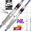 1.65M/1.8M 2 Sections Long Casting Fishing Rod UltraLight Carbon Fiber Silver Lure Rod Fishing With Line Bait Kit Tackle Pesca 1
