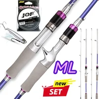 1.65M/1.8M 2 Sections Long Casting Fishing Rod UltraLight Carbon Fiber Silver Lure Rod Fishing With Line Bait Kit Tackle Pesca 1