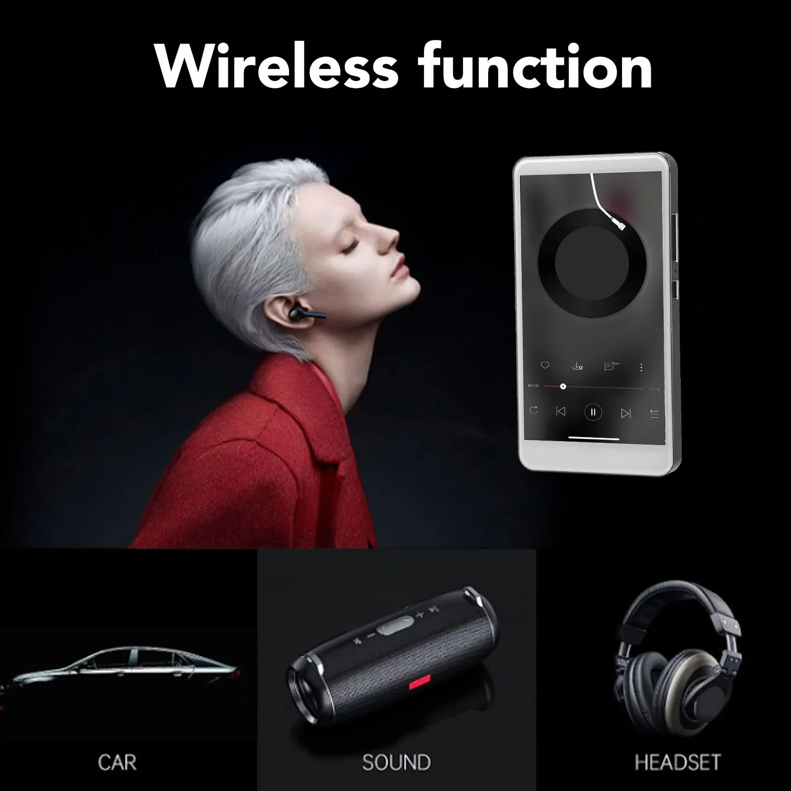 MP4 Player 5 Inch HD Touch Screen HiFi Noise Reduction Portable WiFi Music Player With Camera