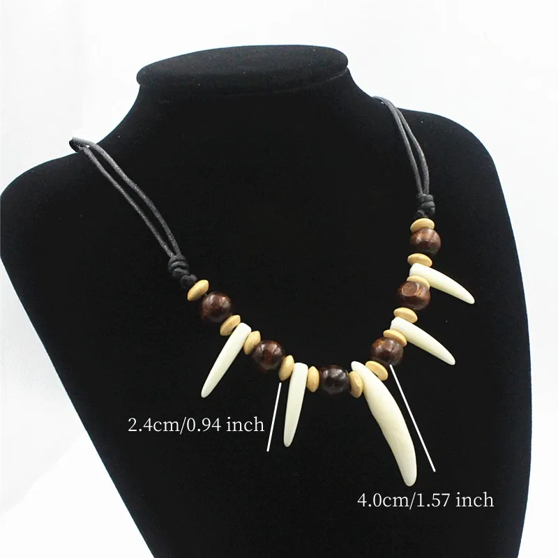 Hot sale acrylic imitation wolf teeth beaded necklace adjustable length couple necklace amulet gift