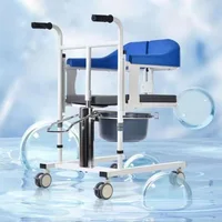 Elderly Patient Bed-Ridden Adjustable Nursing Transport Moving Hydraulic Transfer Lifter Lifting Commode Chair with Toliet 1
